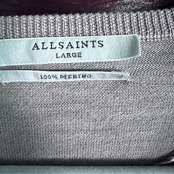 EUC All Saints Ridley 100% Merino Wool Dusty Pink Sweater size Large - Picture 8 of 10